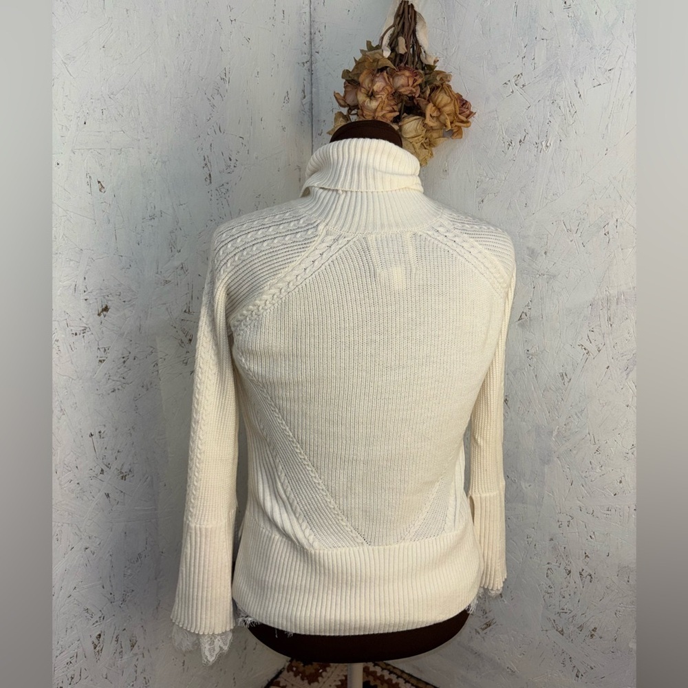 Banana Republic x Olivia Palmero Elegant Knit Lace Turtleneck Sweater Small - Picture 6 of 11